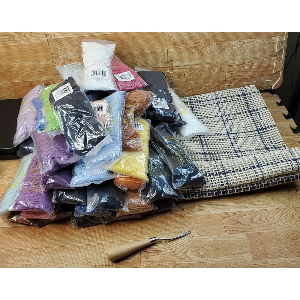 Sunrise Premium Latch Hook Rug Yarn 100% Acrylic Lot of 50 Canvas Tool